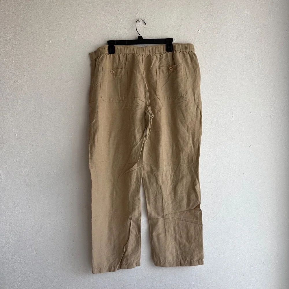 Cubavera Linen Blend‎ Drawstring Pants Relaxed Beige Men Size XL Tall Coastal